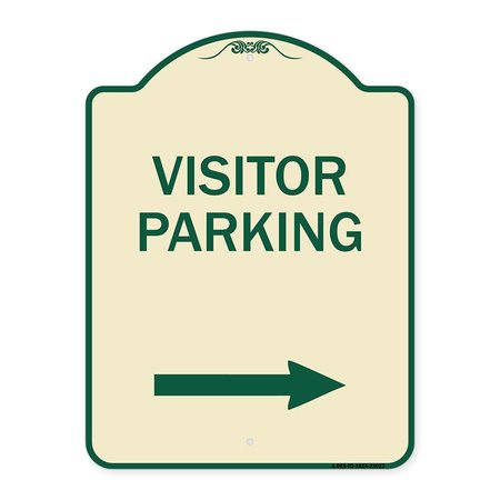 SIGNMISSION Reserved Parking Visitor Parking Arrow Pointing Right Heavy-Gauge Alum, 24" x 18", TG-1824-23023 A-DES-TG-1824-23023